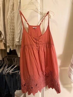 Womens Rust Embroidered Hem dress